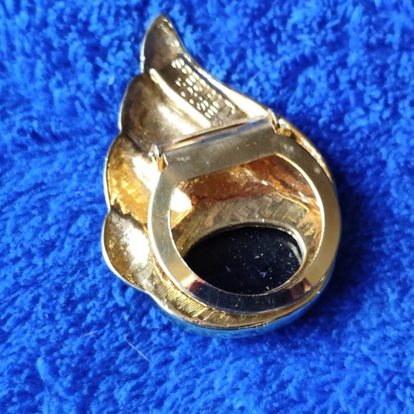 Vintage Specialty House Wing Black Faux Onyx Cabochon Dress Scarf Clip - Picture 7 of 9